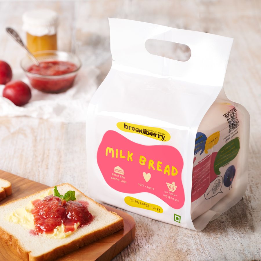 Butter and plum jam on Milk Bread